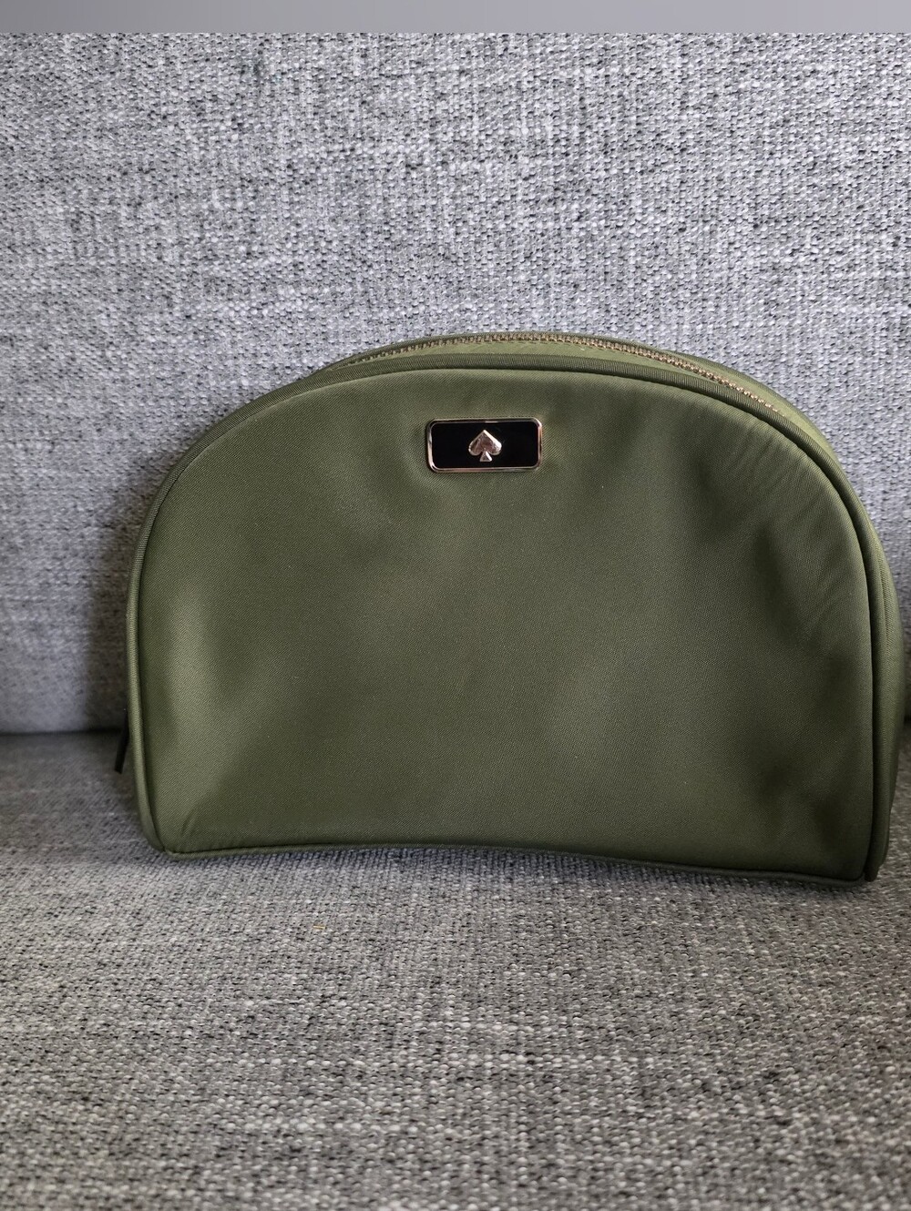 kate spade Olive Green Cosmetic Case with Gold Zipper and Black Pull